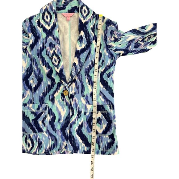 Lilly Pulitzer Ikat Print Blazer Blue Jacket with Pockets Womens Size XS - Picture 6 of 8